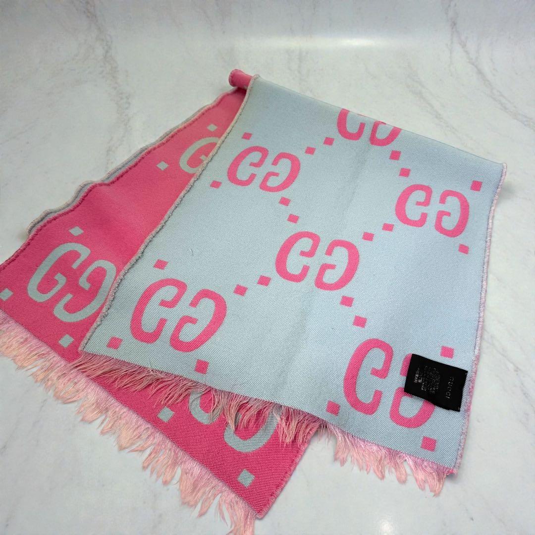 《入手困難》グッチ ジャガードマフラー ウール シルク GG リバーシブル