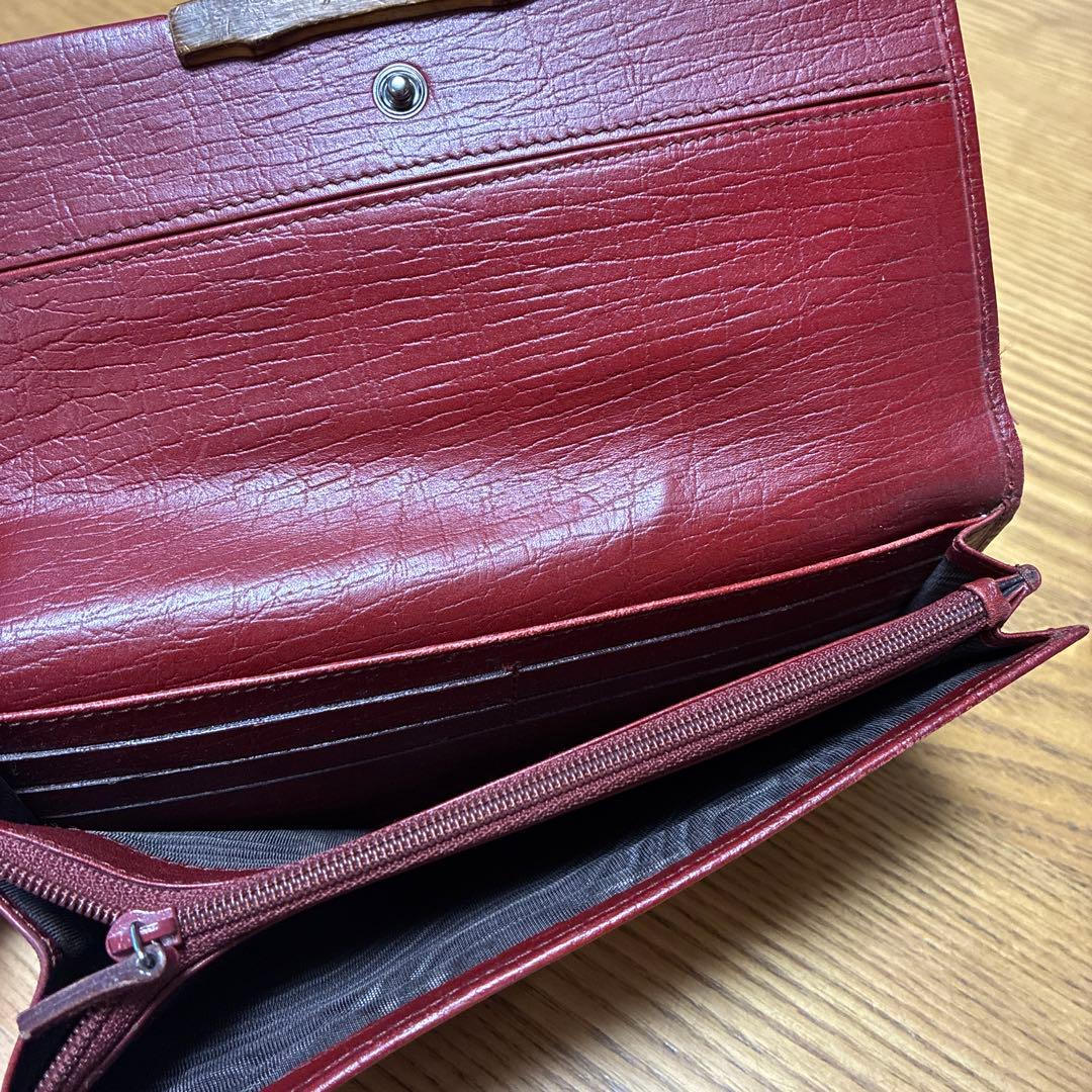GUCCI グッチ GG キャンバス バンブー レッド 長財布 ヴィンテージ