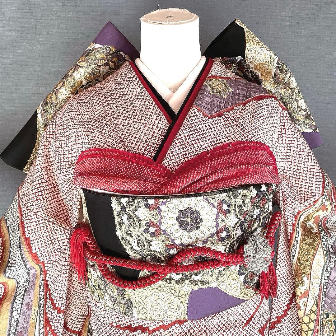 振袖フルセット のしめ絞り柄 成人式振袖 振袖 裄丈69 ますいわ屋謹製