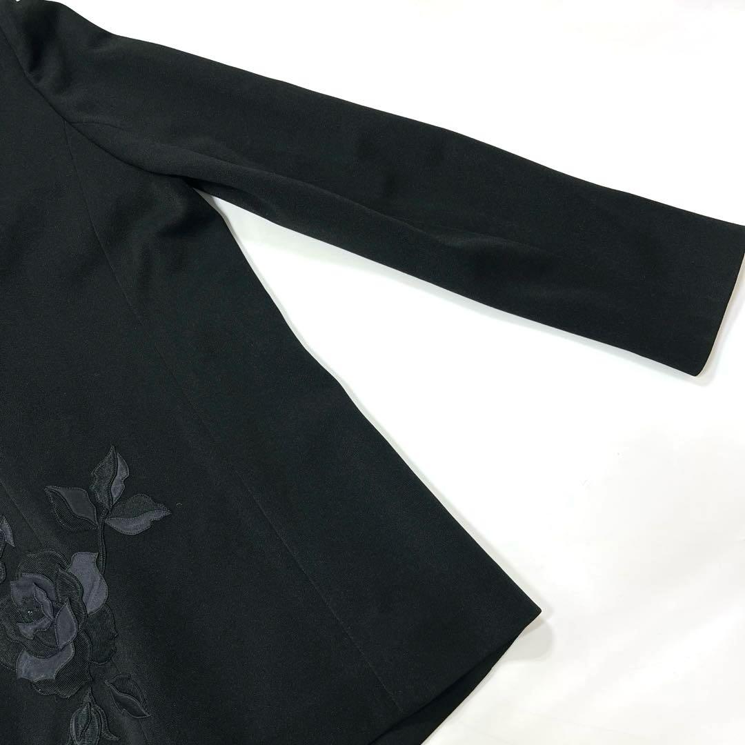 《Ms.REIKO》レディースジャケット　ブラック　襟フリル風　9号