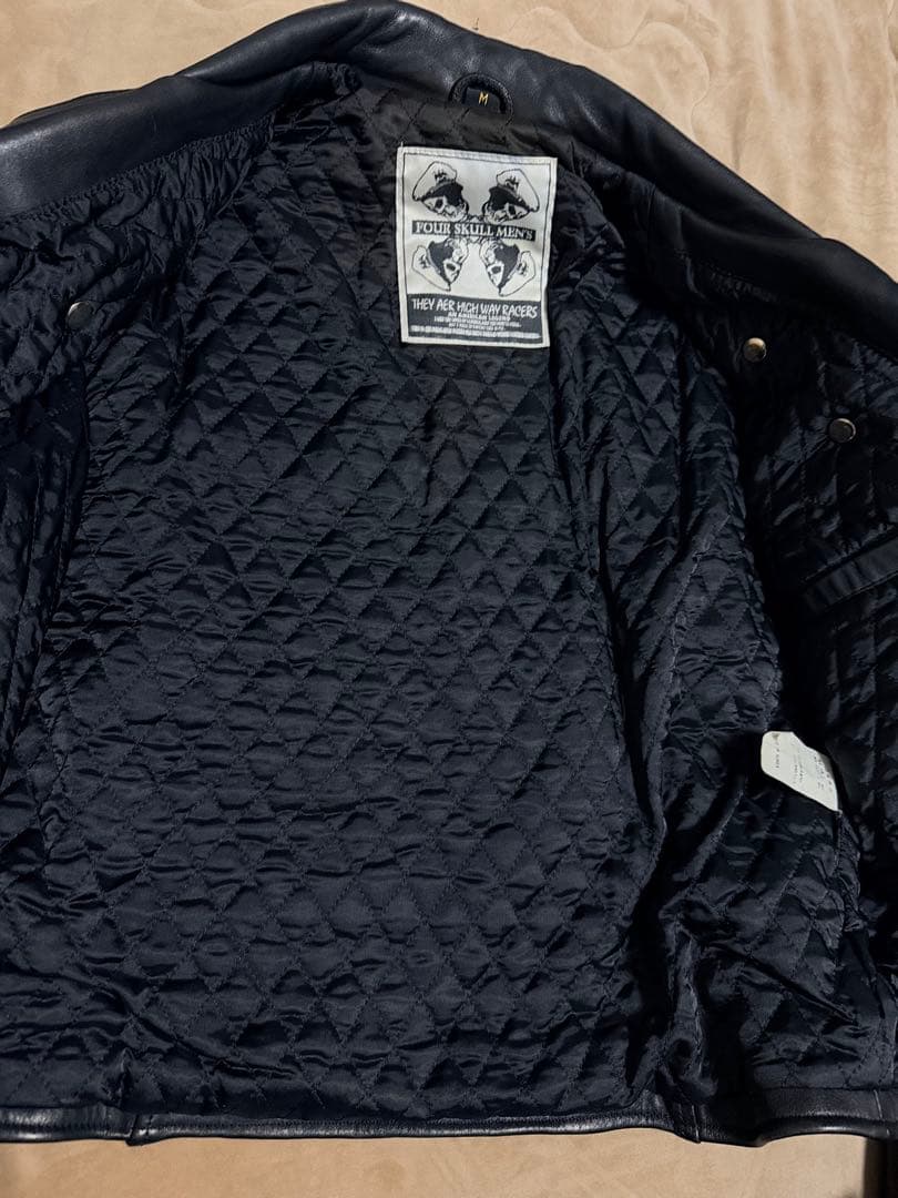 美品 FOUR SKULL 鋲ジャン スタッズ レザーダブルライダースジャケット