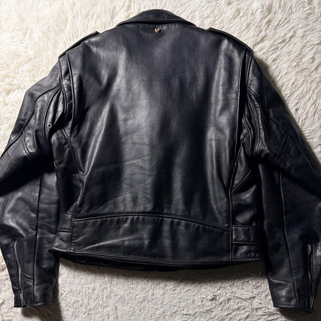 美品/42サイズ□Schott ライダースジャケット ダブル 118 黒 本革