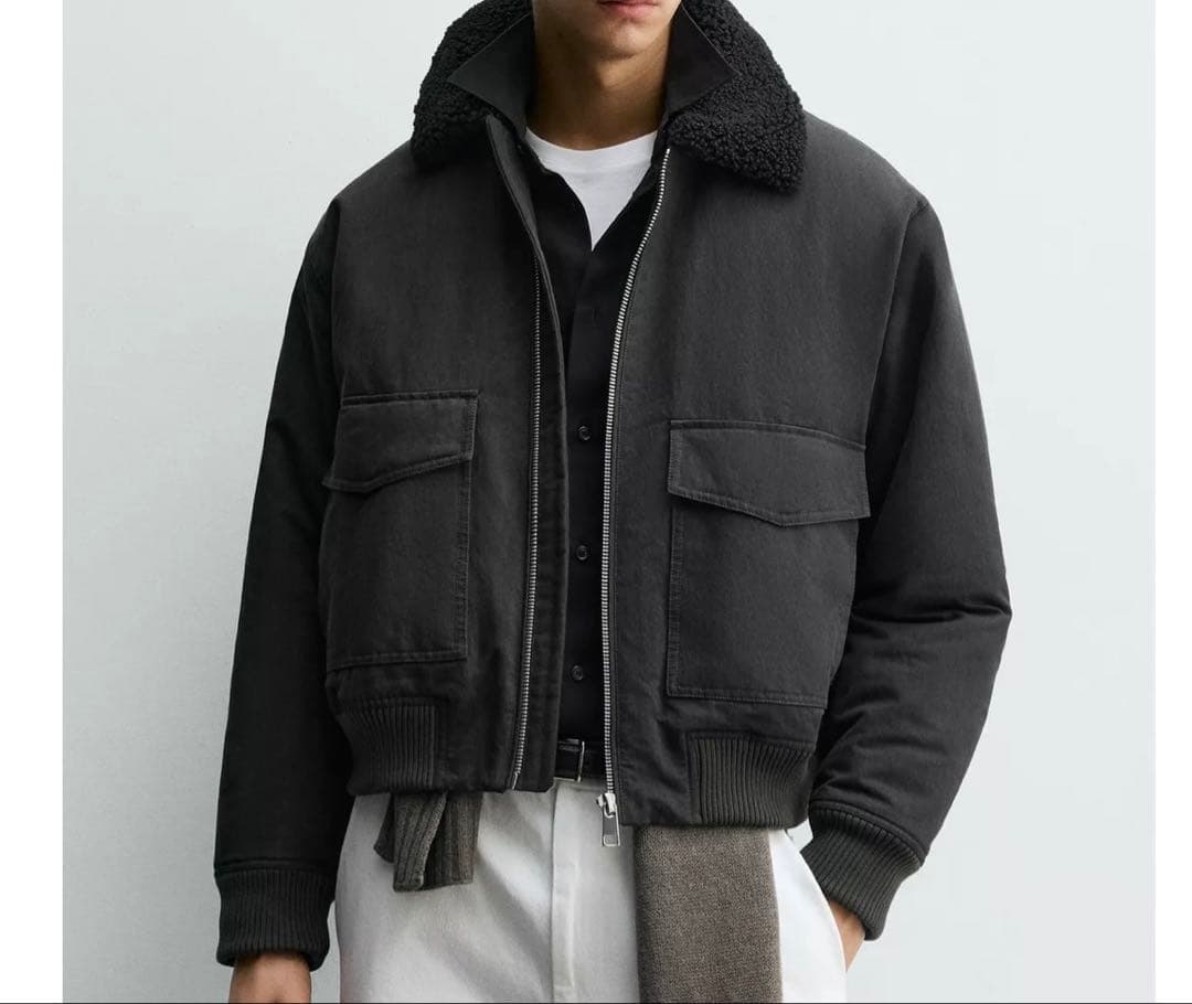 今期zara コンビボンバージャケット M チャコールグレー - メルカリ