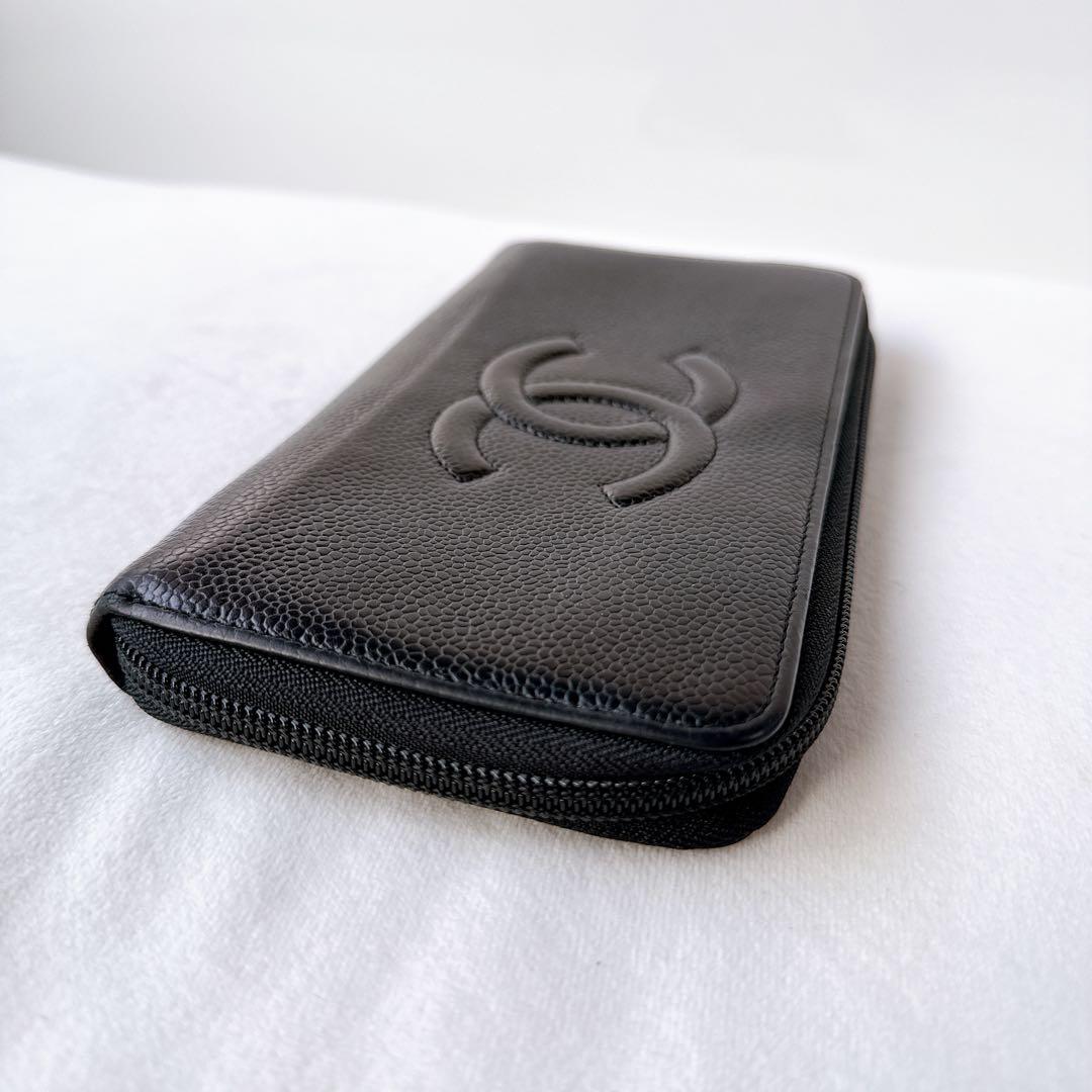 CHANELシャネル 長財布 キャビアスキン ラウンドジップ デカココ