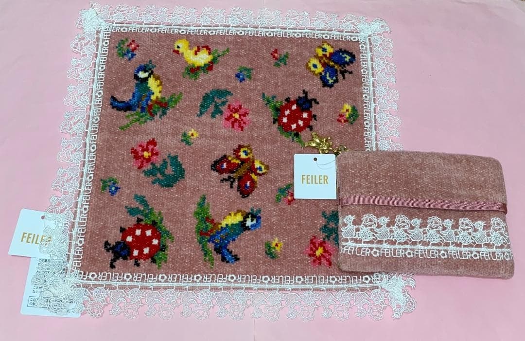 近沢レース×フェイラー　ハイジペイズリーピンク　タオルハンカチ＆ティッシュポーチ 近沢レース店×フェイラーコラボレーション 第四弾～ かわいらしさに