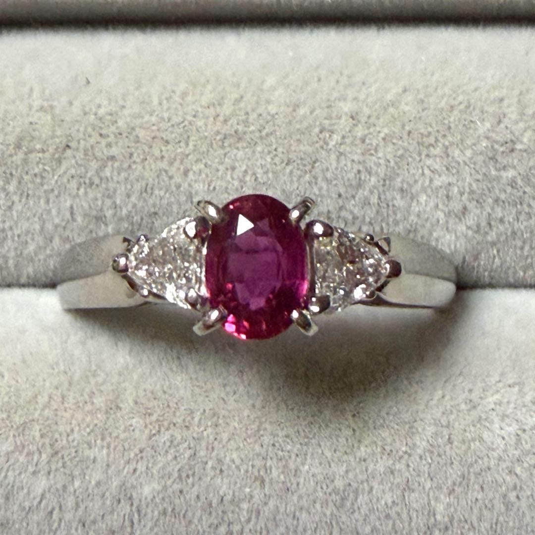 【Pt900 】天然ルビー 0.54ct リング ソーティング付き