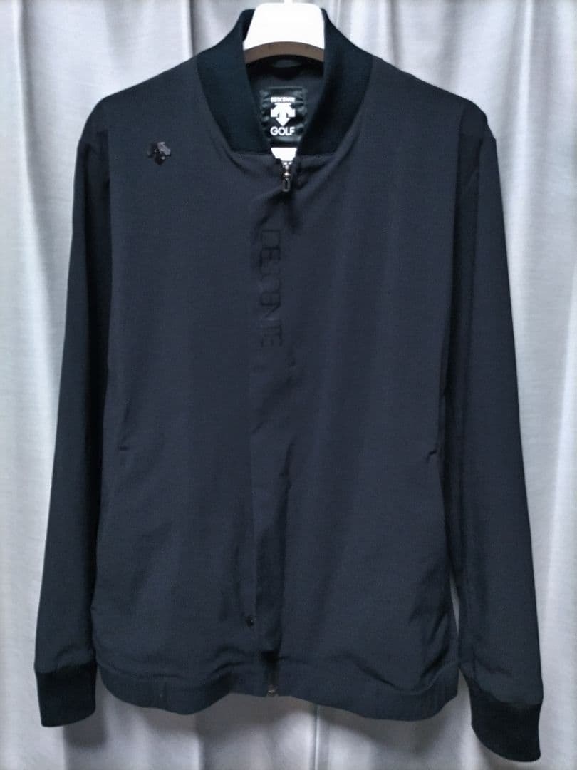 デサントゴルフ　ストレッチ　ジップアップ ジャケット　ブルゾン　黒系 デサントゴルフ】ナイロンストレッチフルジップジャージージャケット