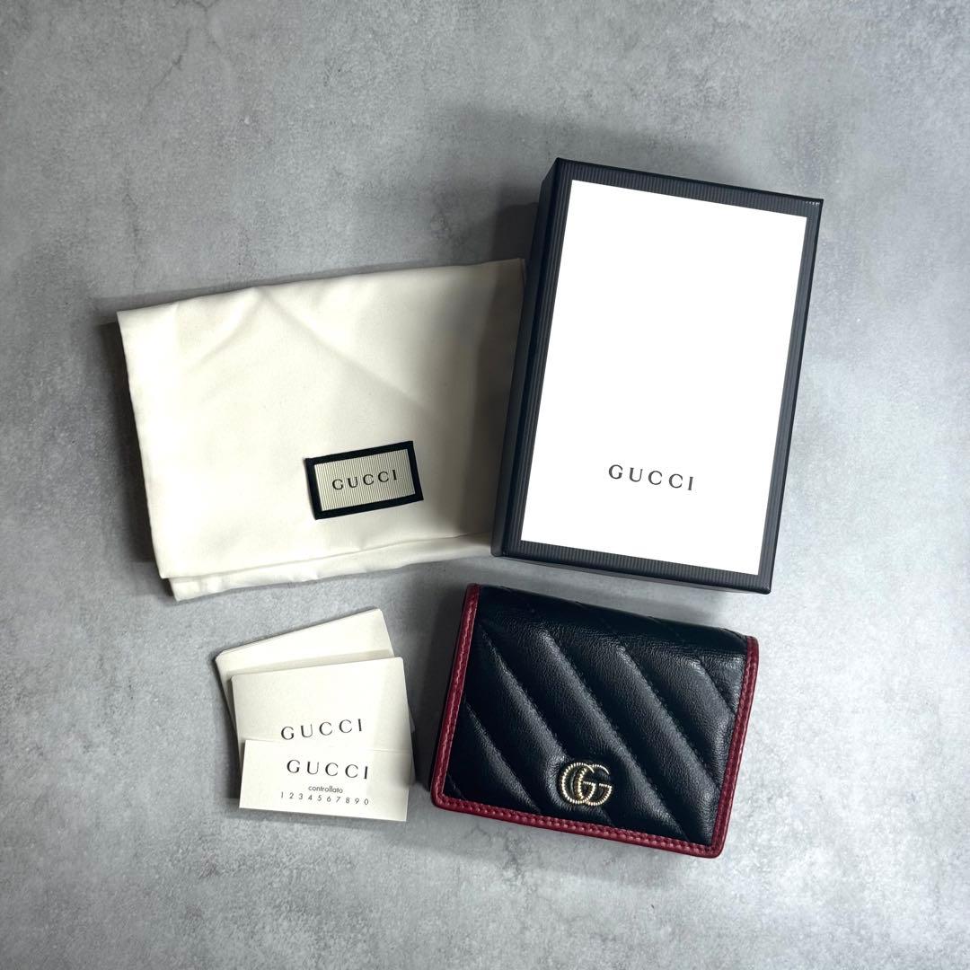 未使用近/付属品完備】 GUCCI / GGキルティングコンパクトウォレット