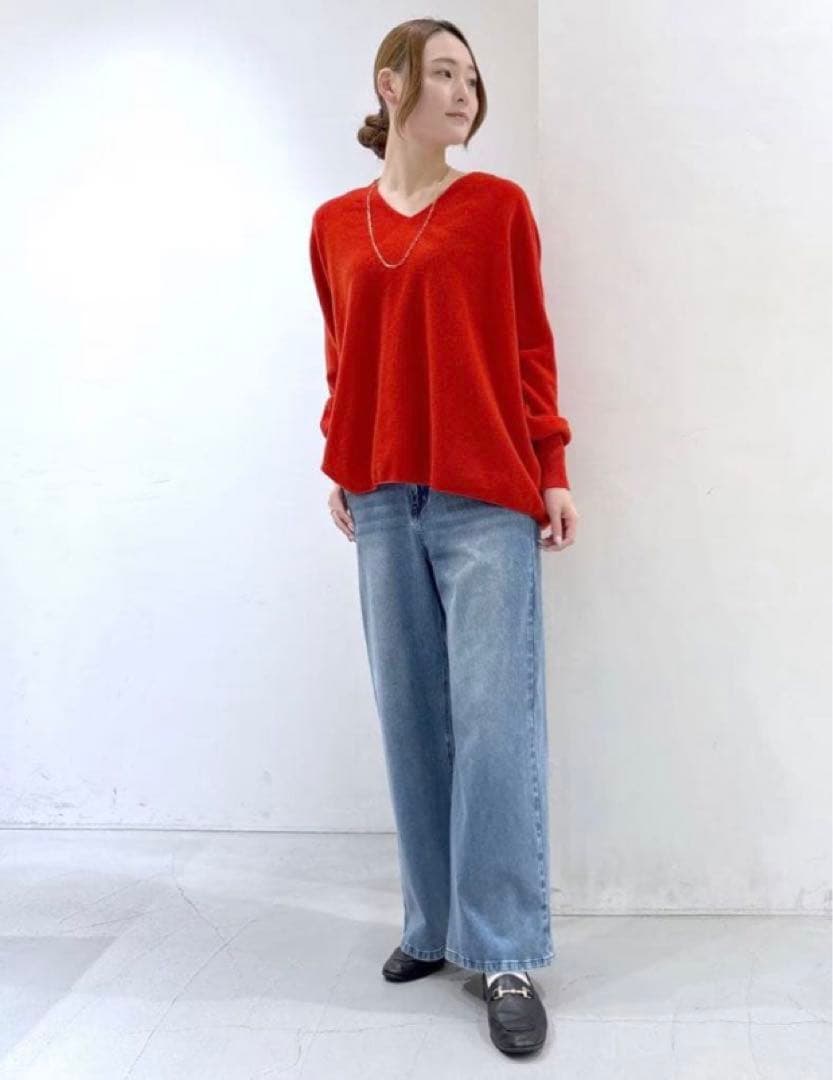 試着のみ♪ソフトウエストワイドデニムパンツ【現在販売中】バンヤード