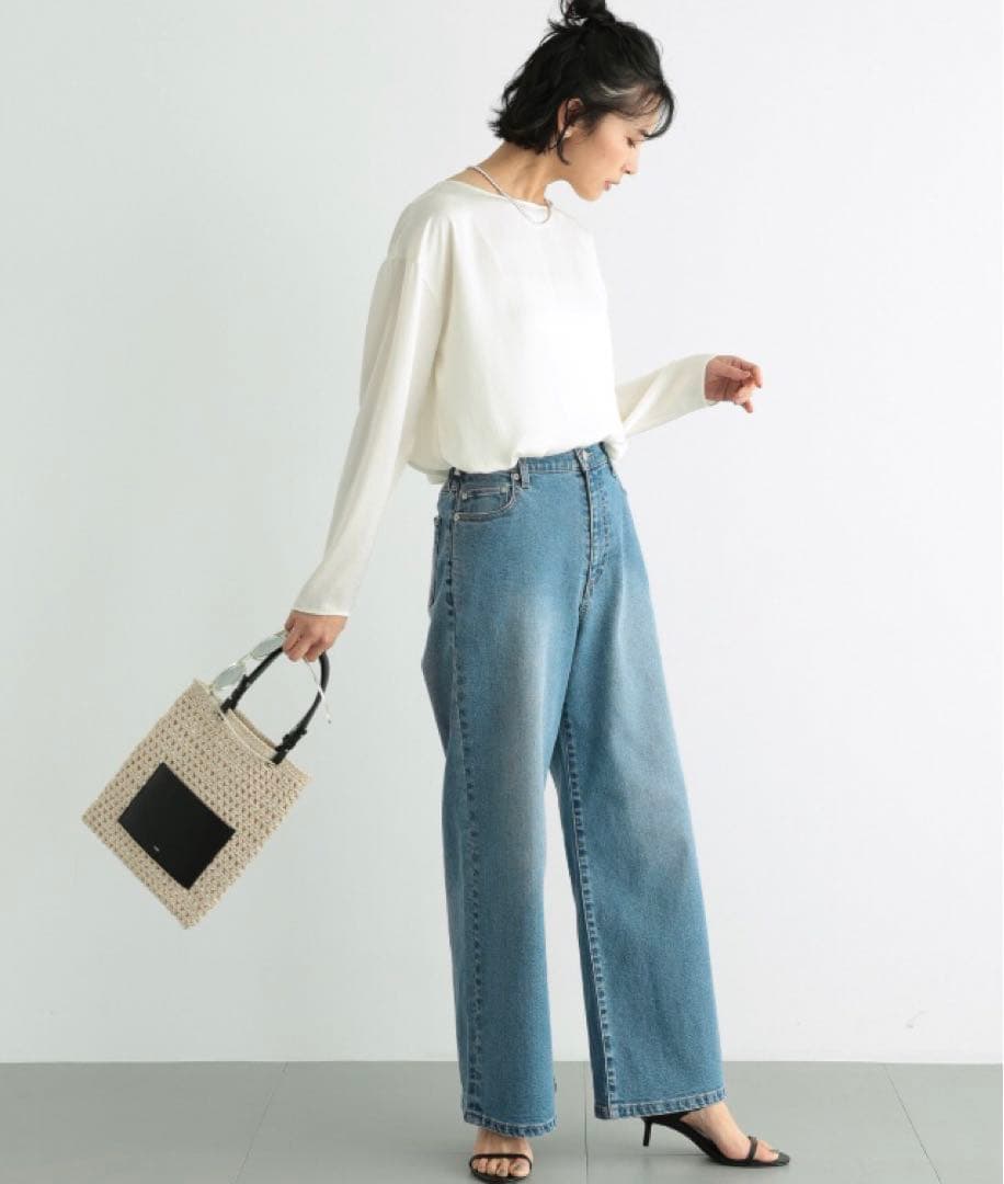 試着のみ♪ソフトウエストワイドデニムパンツ【現在販売中】バンヤード