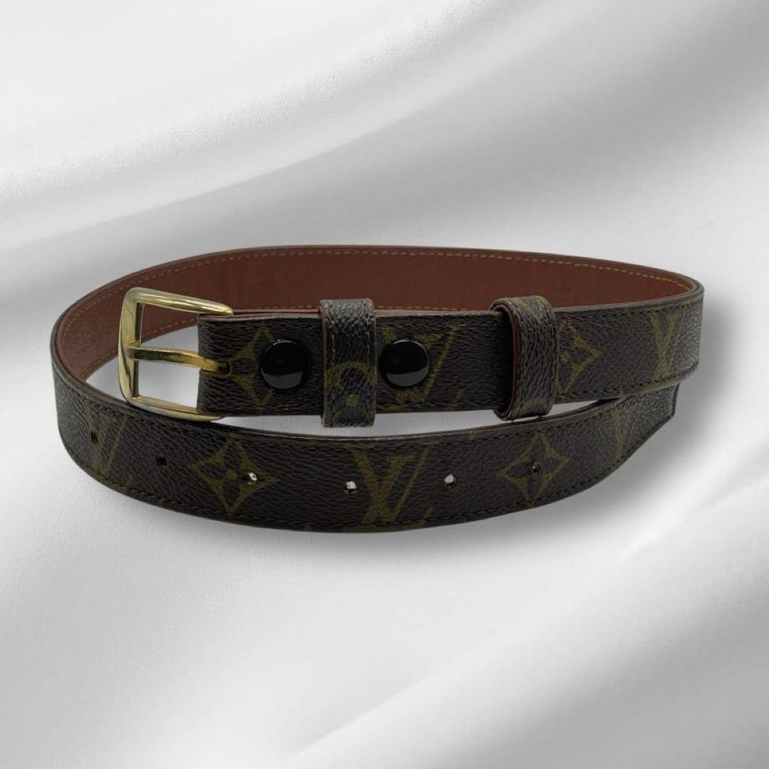 【美品】 ルイヴィトン　モノグラム ベルト レディースw2 ルイヴィトン ベルト・フラワーグラム 30MM リバーシブル ブラウン