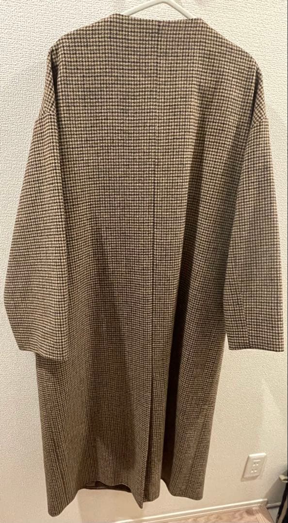Eaphi no collar wool check coat - メルカリ