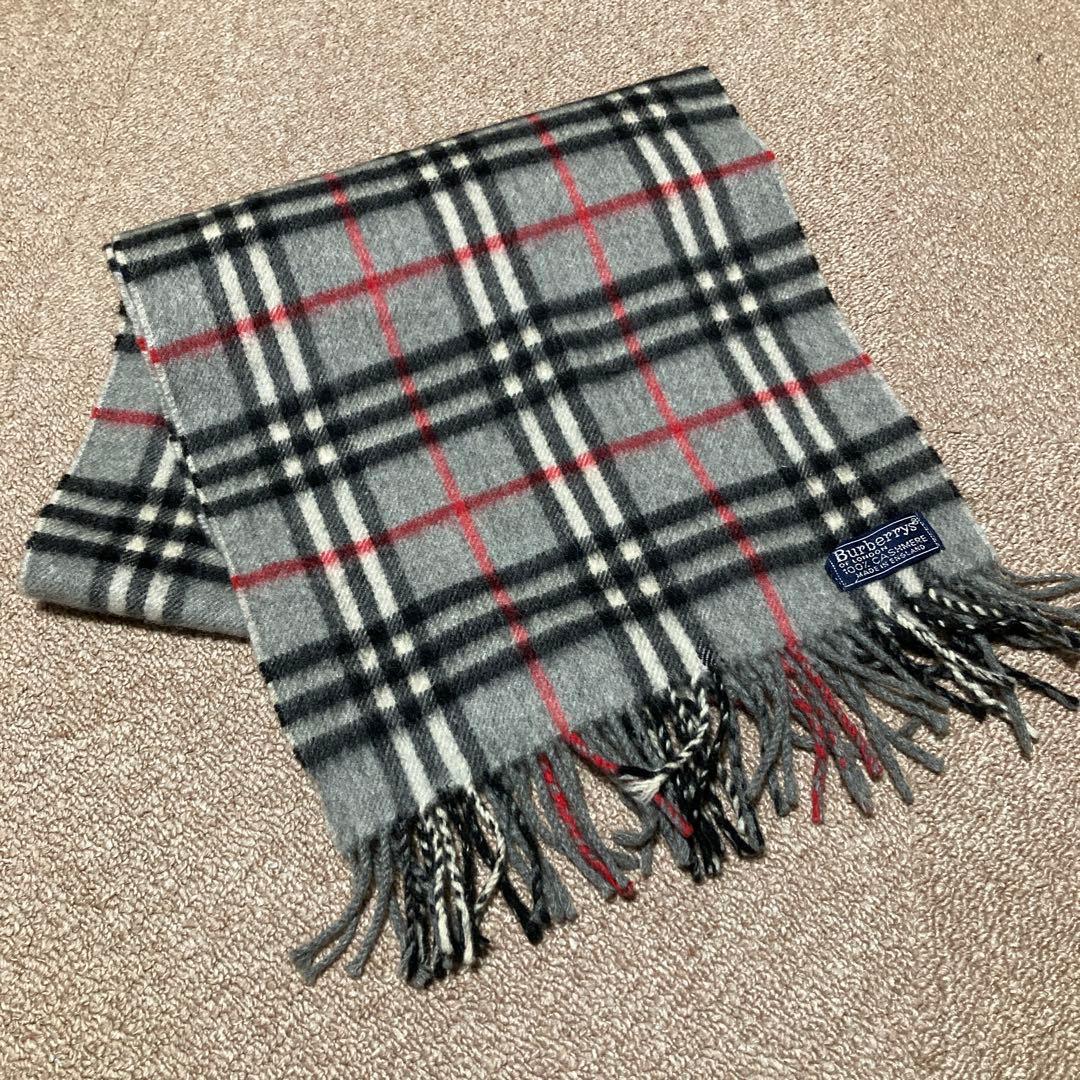 バーバリー カシミヤ100％ マフラー グレー - メルカリ