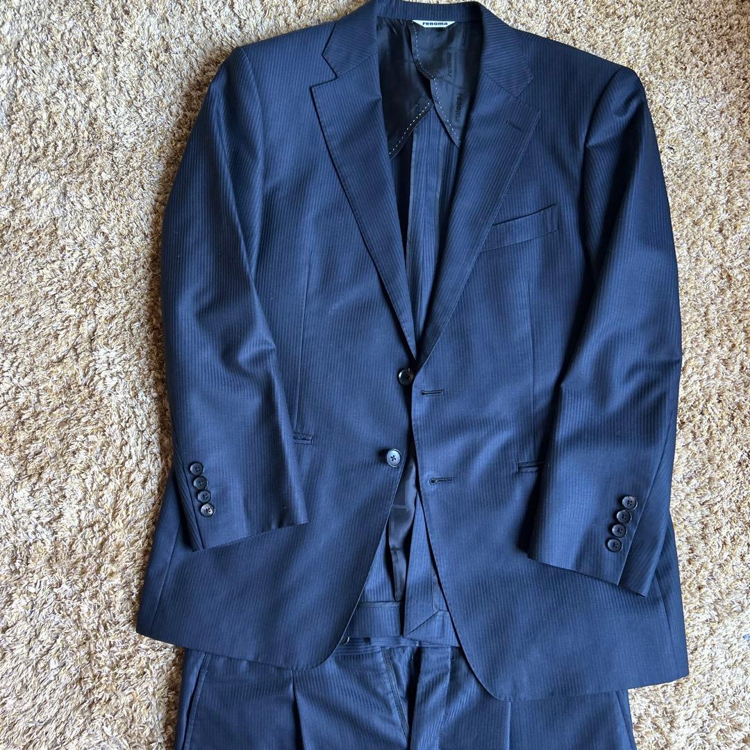 renoma ネイビー ストライプ ビジネススーツ - メルカリ