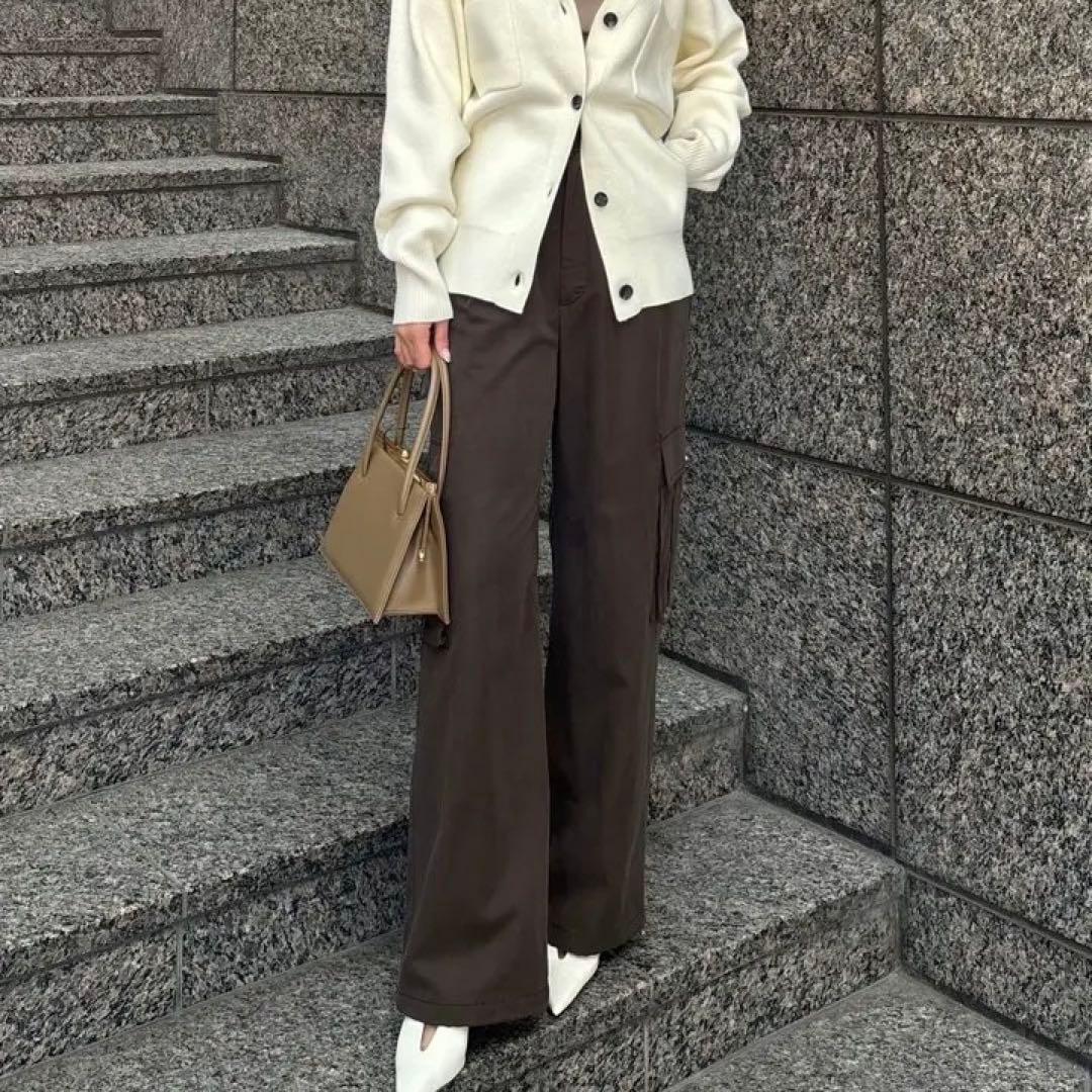 アニュアンス 2025年モデル ドロストヘムカーゴパンツ ブラウン ポケット ドロストヘムカーゴパンツ