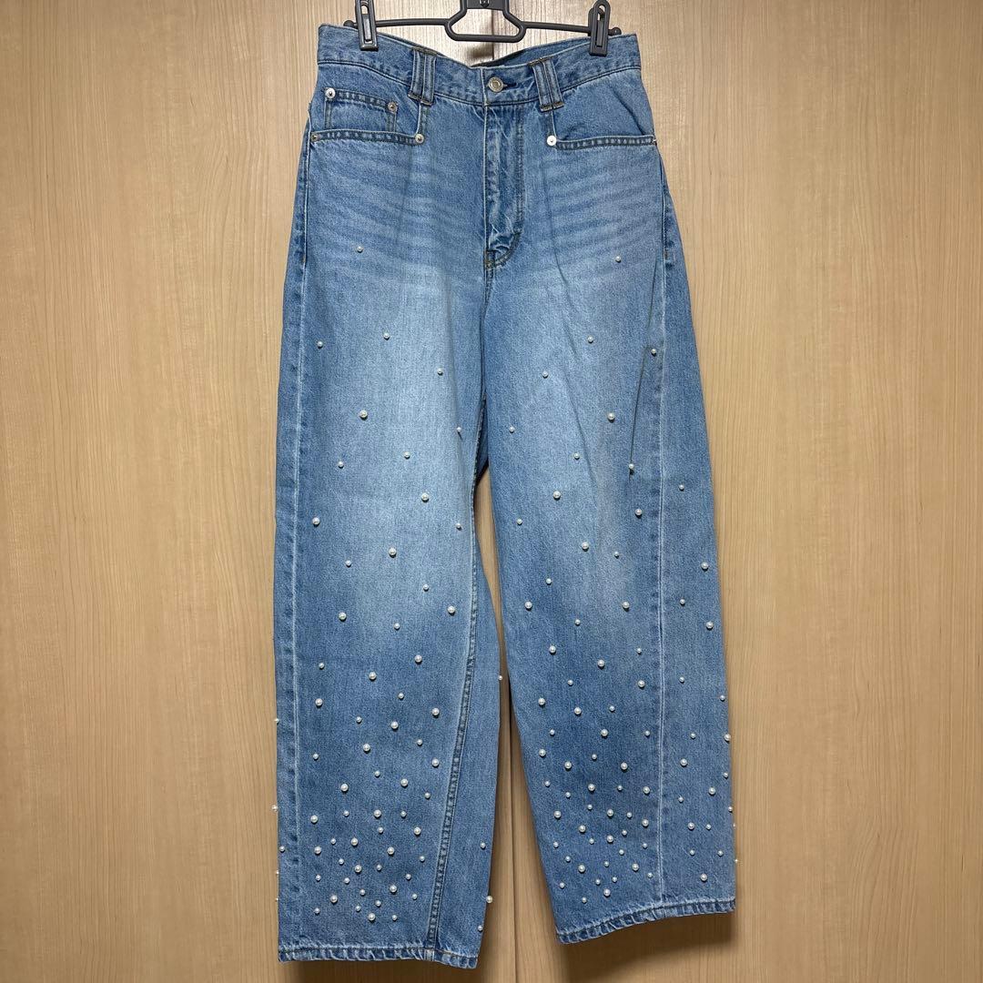 【パッチなし　36】MACPHEE パールデニム　コクーンテーパードパンツ セール】【WEB限定】パールデニム コクーンテーパードパンツ（デニム