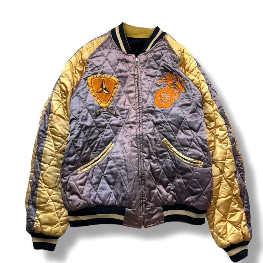 希少 テーラー東洋 スカジャン 別珍 リバーシブル USMC ×虎 刺繍 L