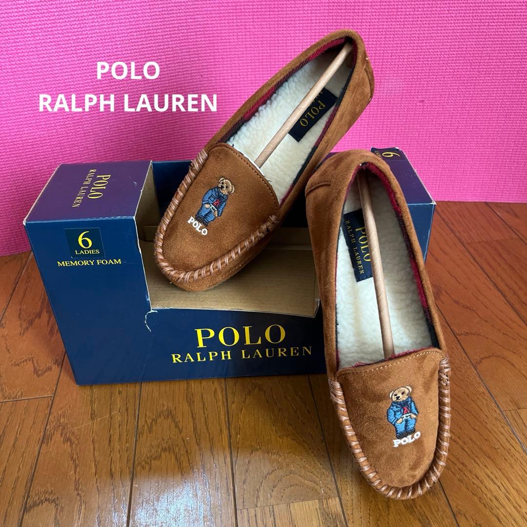 【新品未使用:ポロラルフローレン】デジ ベアー モカシン スリッパ 6 POLO RALPH LAUREN - ポロラルフローレン モカシン ブラウン 9 未使用