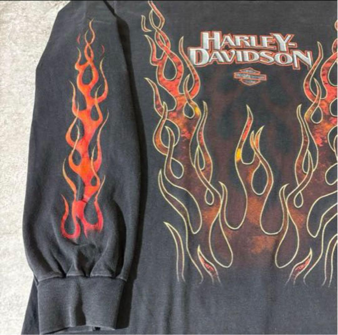 激レア 90s ハーレーダビッドソン ファイヤーフレームロンT USA製