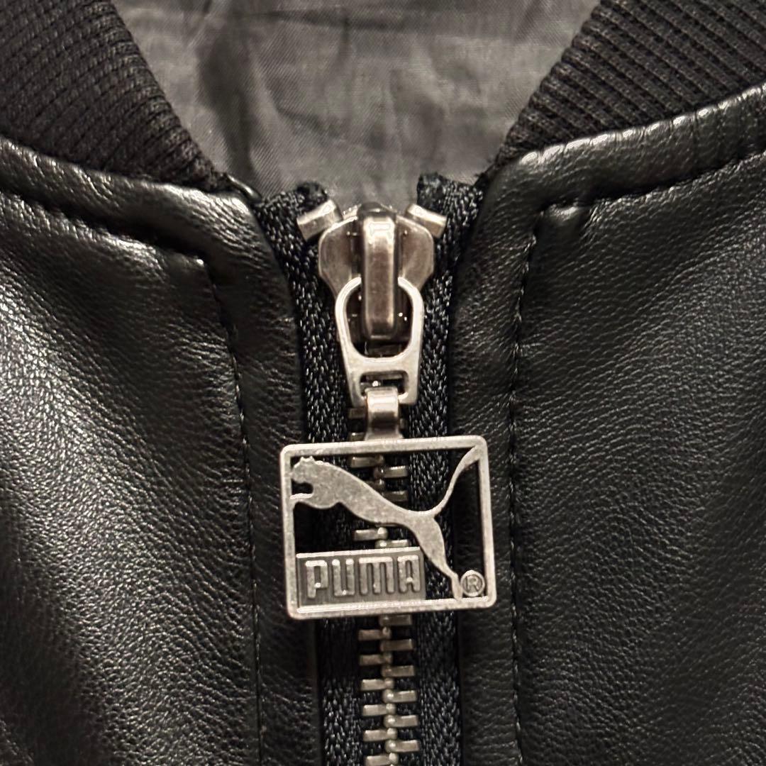 PUMA】T7 オーバーサイズフェイクレザーボンバージャケット ブラック M