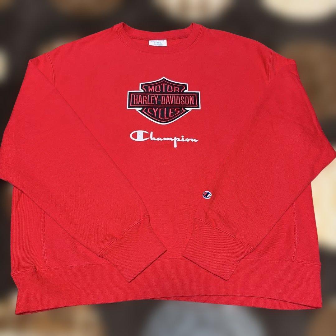 なっとうChampion × Harley-Davidson スウェット メンズ Champion x Harley-Davidson ファナティック クルーネック