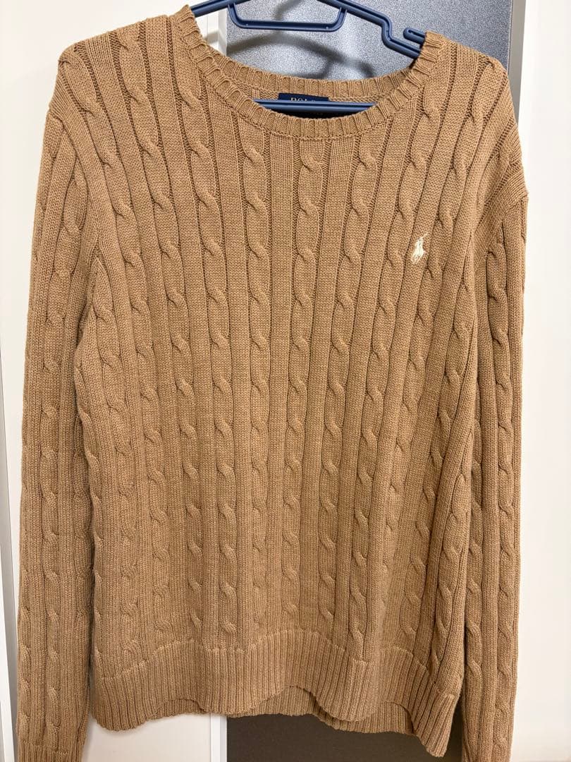 美品　ポロラルフローレン ケーブルニットコットンセーター 長袖 ベージュ XL POLO RALPH LAUREN（ポロ・ラルフローレン） セーター 211910421