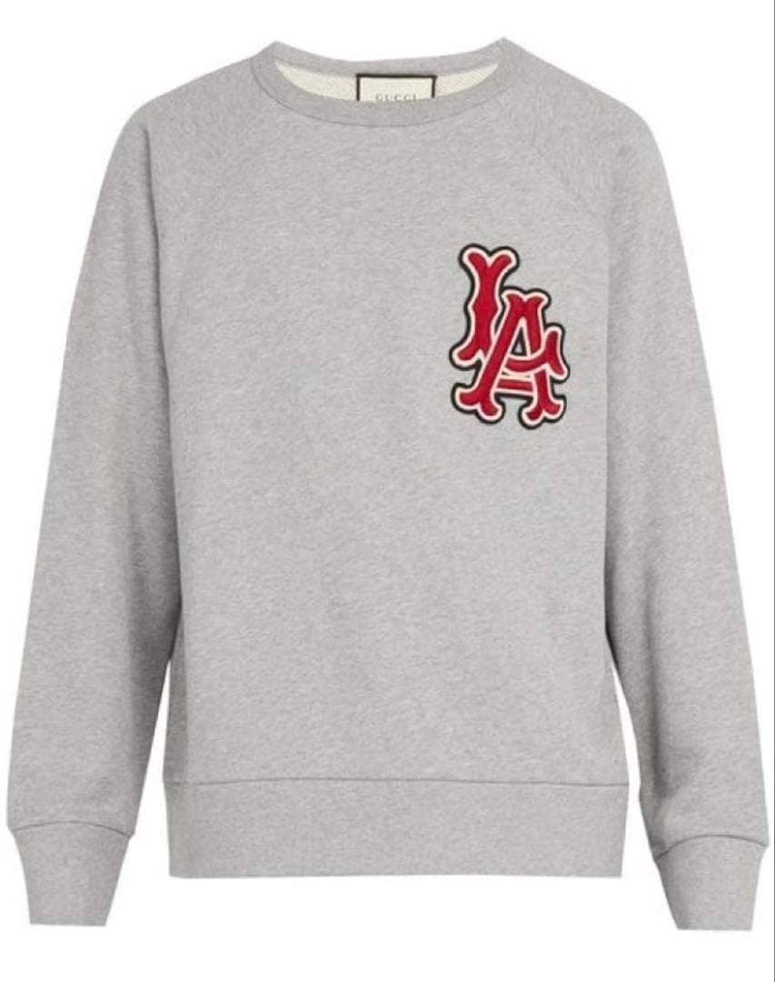 GUCCI LAロゴ刺繍 グレー スウェット 中古・古着通販】GUCCI (グッチ) 刺繍パッチプリントロゴスウェット