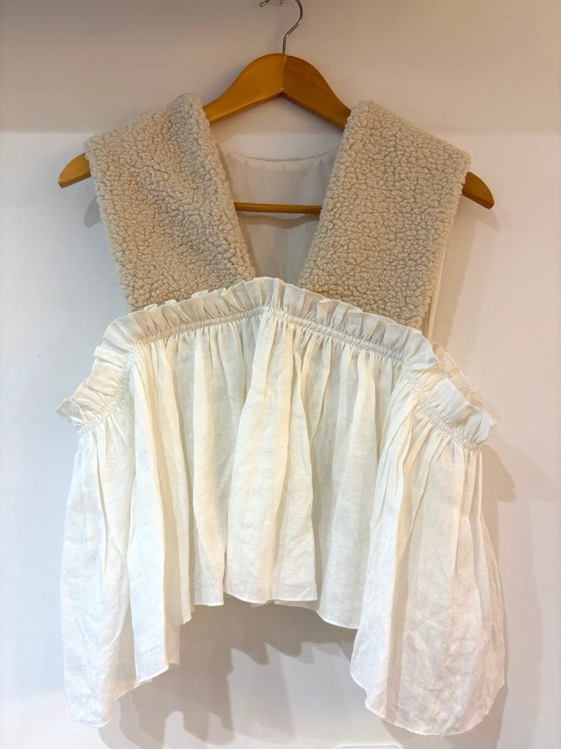 新品試着のみ＊ito fukuoka BOA vest《beige×white》