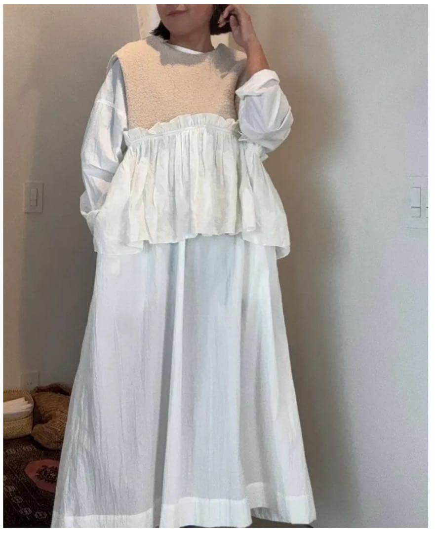 新品試着のみ＊ito fukuoka BOA vest《beige×white》