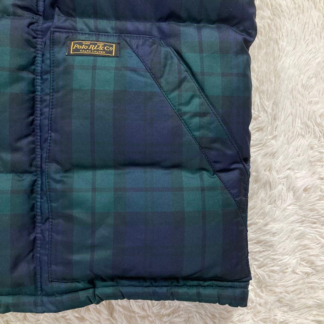 極美品 ポロバイラルフローレン ダウンベスト チェック ブラック