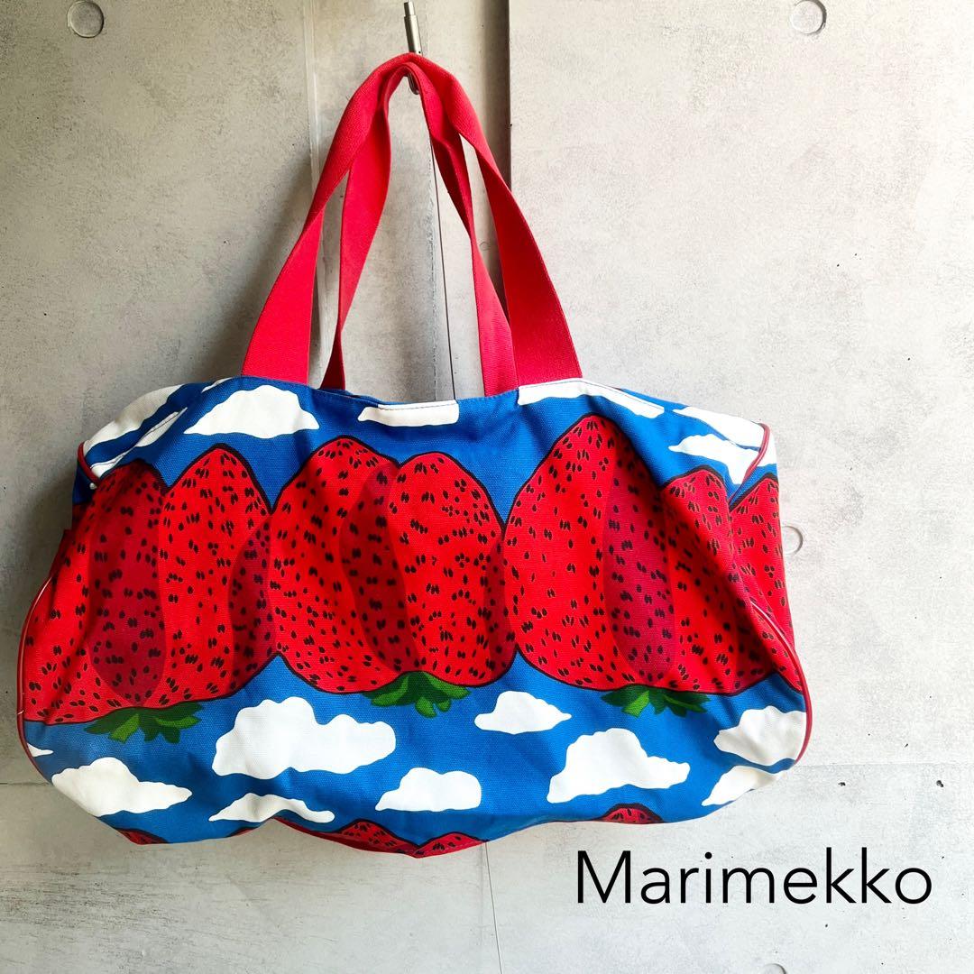 まろん。　レア　マリメッコ　マンシッカ　いちごマウンテン　ボストンバッグ マリメッコ マンシッカヴォレット マンシッカ いちご イチゴ山 トート