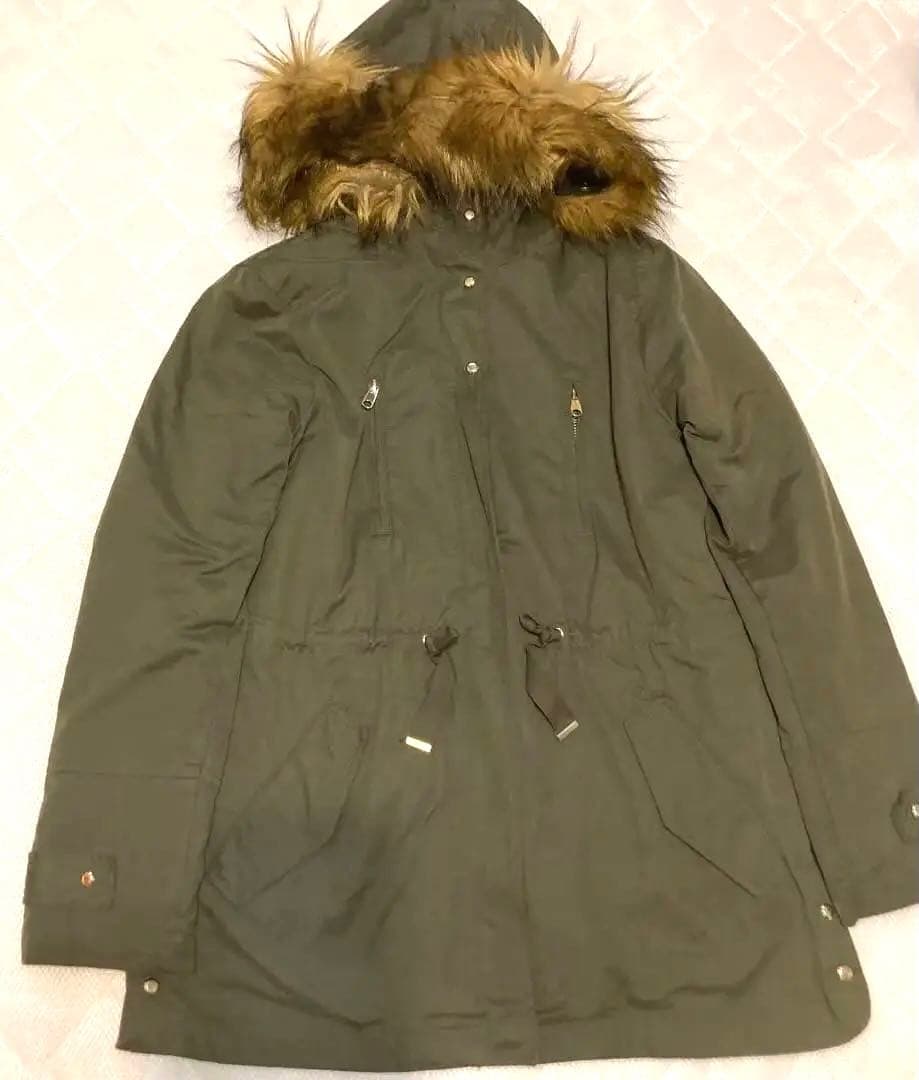 美品】ザラ ZARA モッズコート カーキ ライナーファー付き 取り外し可