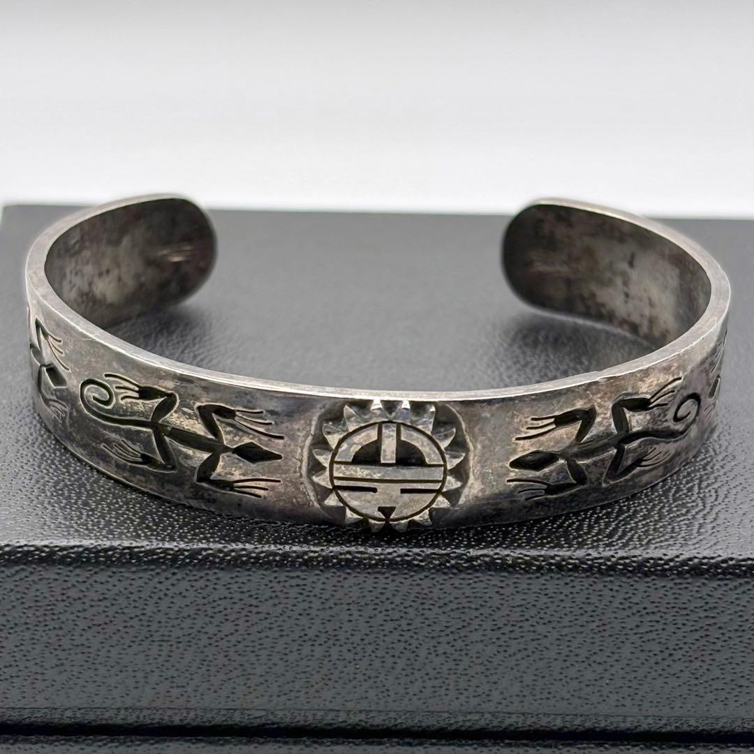 ホピ族 チャールストンルイス 3D サンフェイス リザード バングル 希少