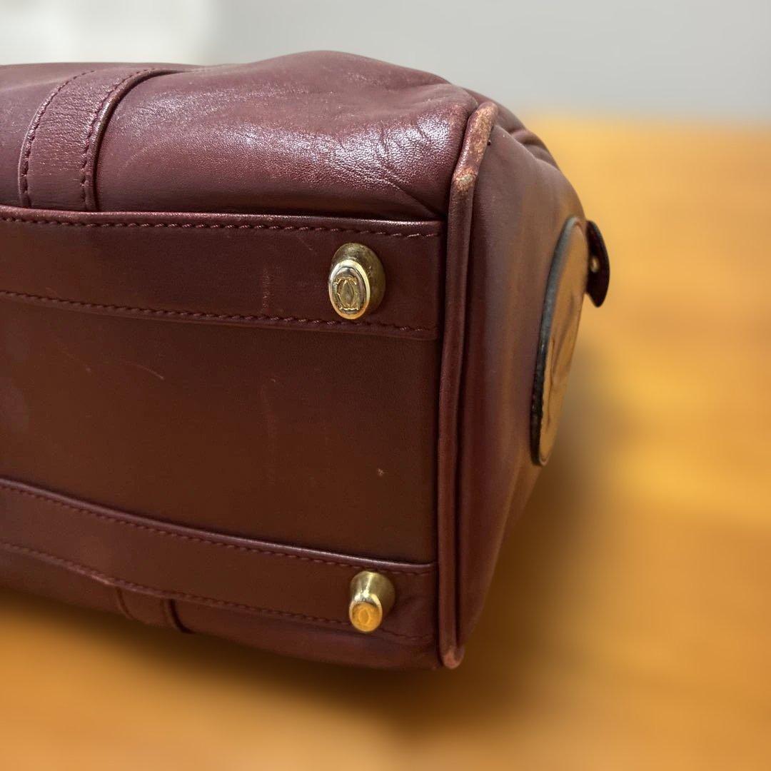 カルテェ バーガンディレザー ボストンバッグ