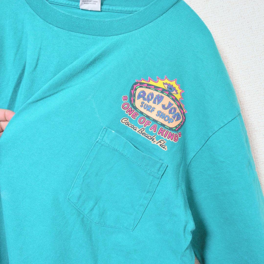 90年代 激レア ロンジョン RONJON シングルステッチ Tシャツターコイズ