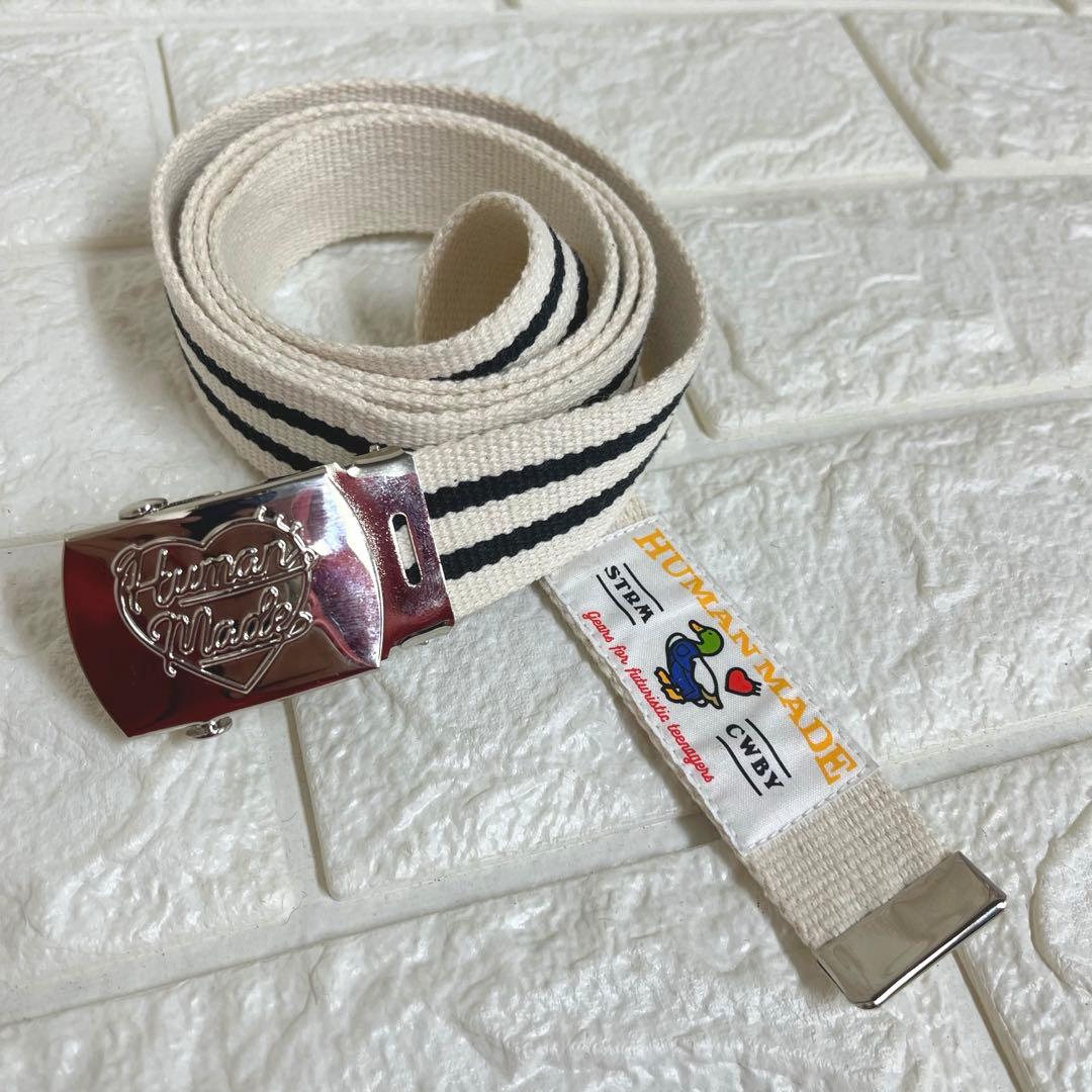 美品　ヒューマンメイド HUMAN MADE ガチャベルト 生成り ヒューマンメイド ベルト アイボリー 白 ガチャベルト フリーサイズ