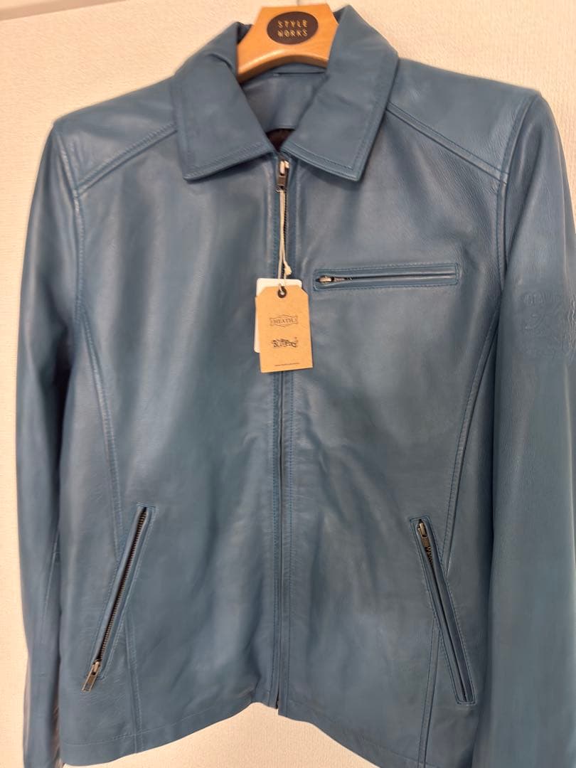 革ジャン ライダースジャケット 本革 羊革 柔らかいバイカー 襟付き ヒース