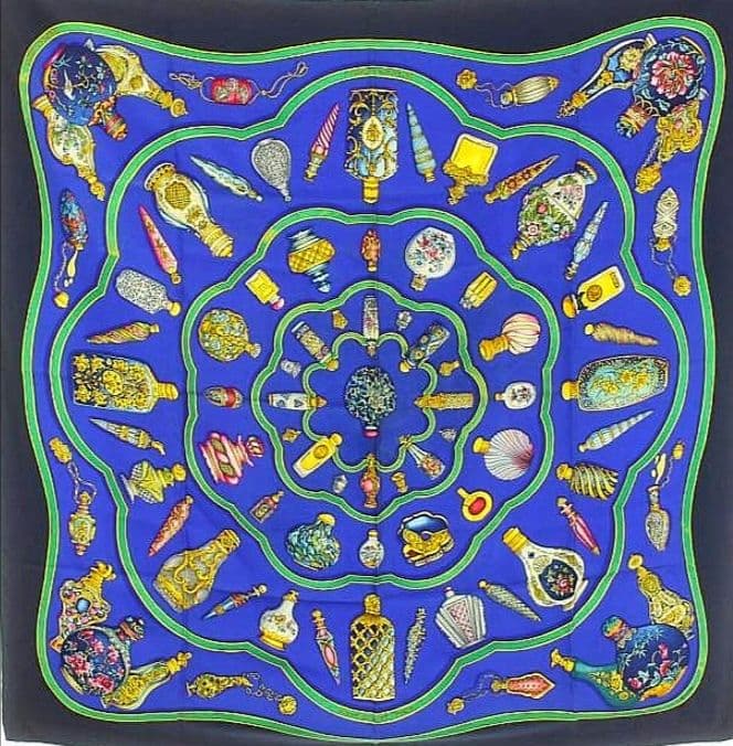 エルメス　HERMES　スカーフ　カレ90　香水瓶 エルメス スカーフ カレ90 香水瓶 SILK100% | 東京銀座のヴィンテージ