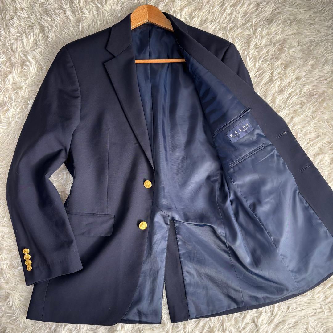 ラルフローレン 紺ブレザー テーラードジャケット ウール 金ボタン 2B