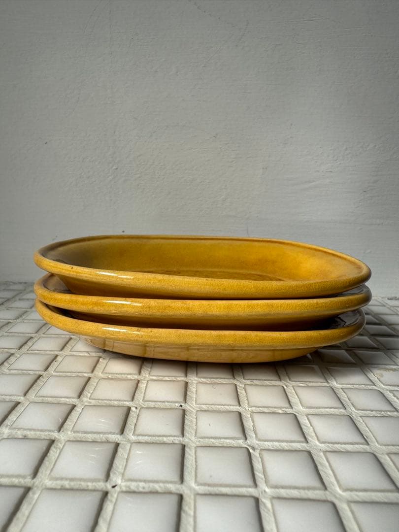 珉平焼 黄釉浮彫龍紋小判皿 三枚組 - メルカリ