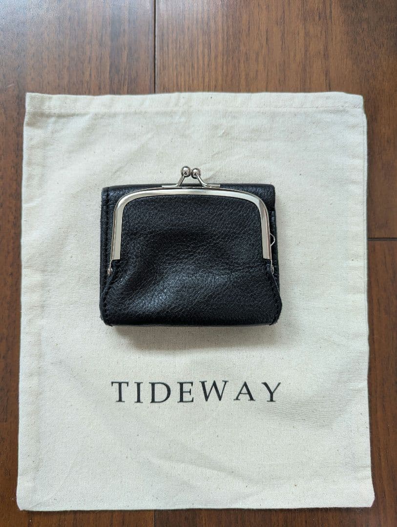 TIDEWAY 三つ折り財布 がま口　ブラック　黒 TIDEWAY（タイドウェイ） がま口財布 メンズ 本革 折り財布 三つ折り