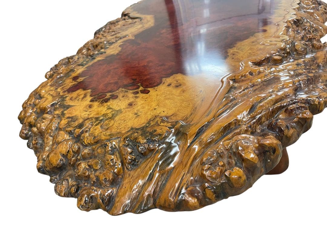 希少 花梨瘤 一枚板 無垢テーブル 不規則形状 瘤杢 高級座卓 天然木