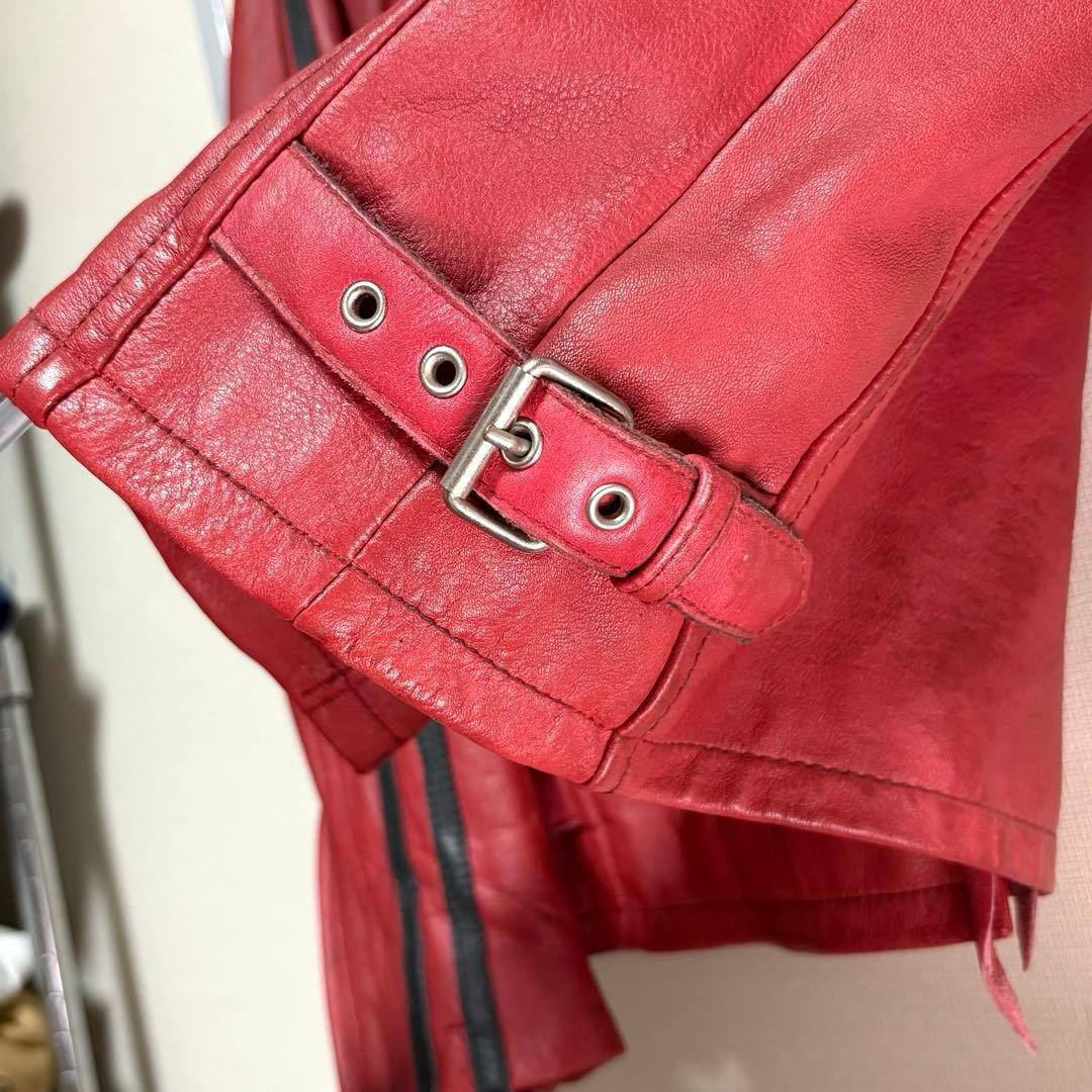 Schott シングルライダース レッド ブラックライン - メルカリ