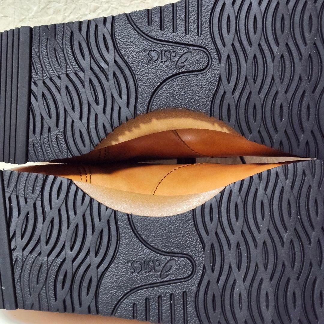 極美品 アシックス ランウォーク 26EEE キャメル レザー スニーカー