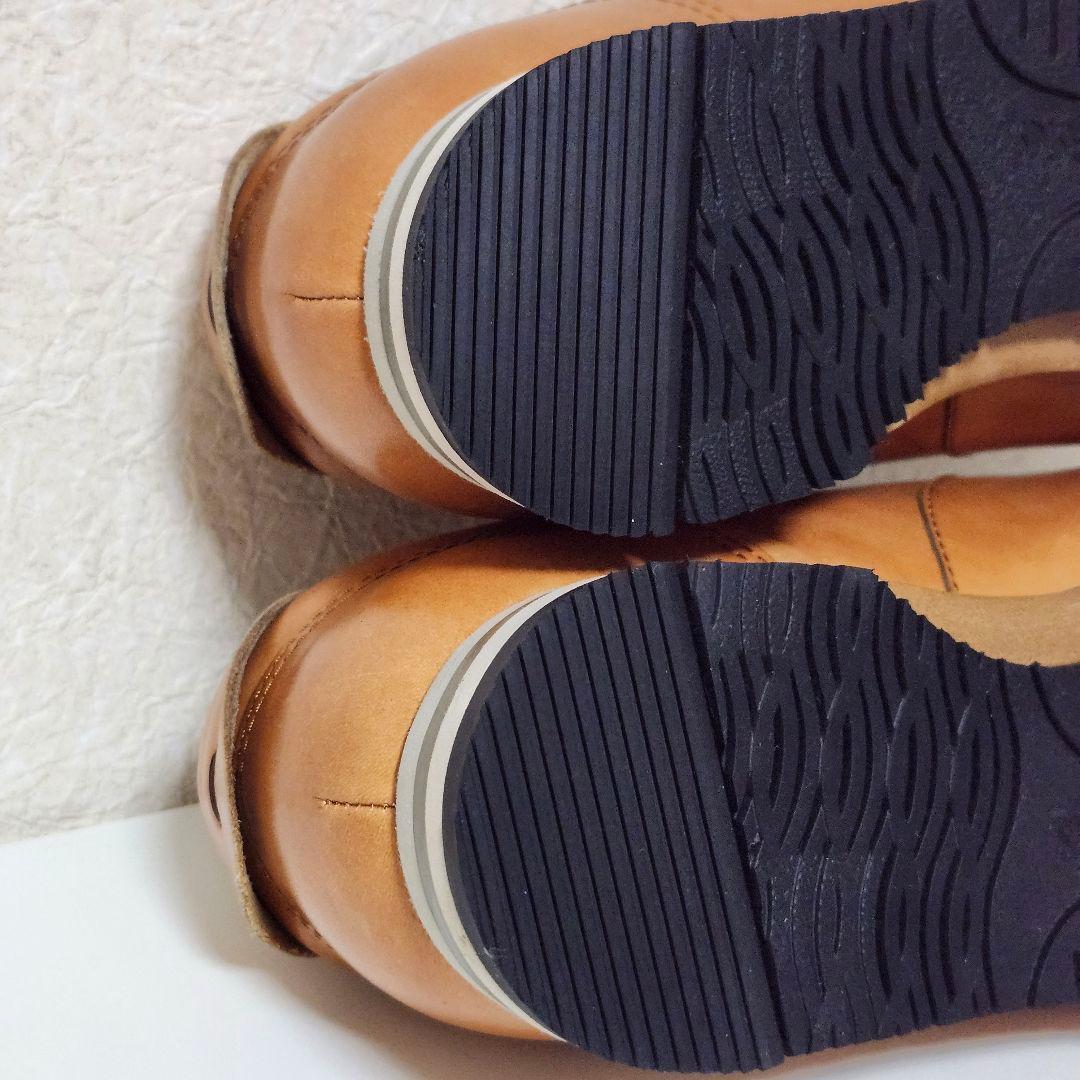 極美品 アシックス ランウォーク 26EEE キャメル レザー スニーカー