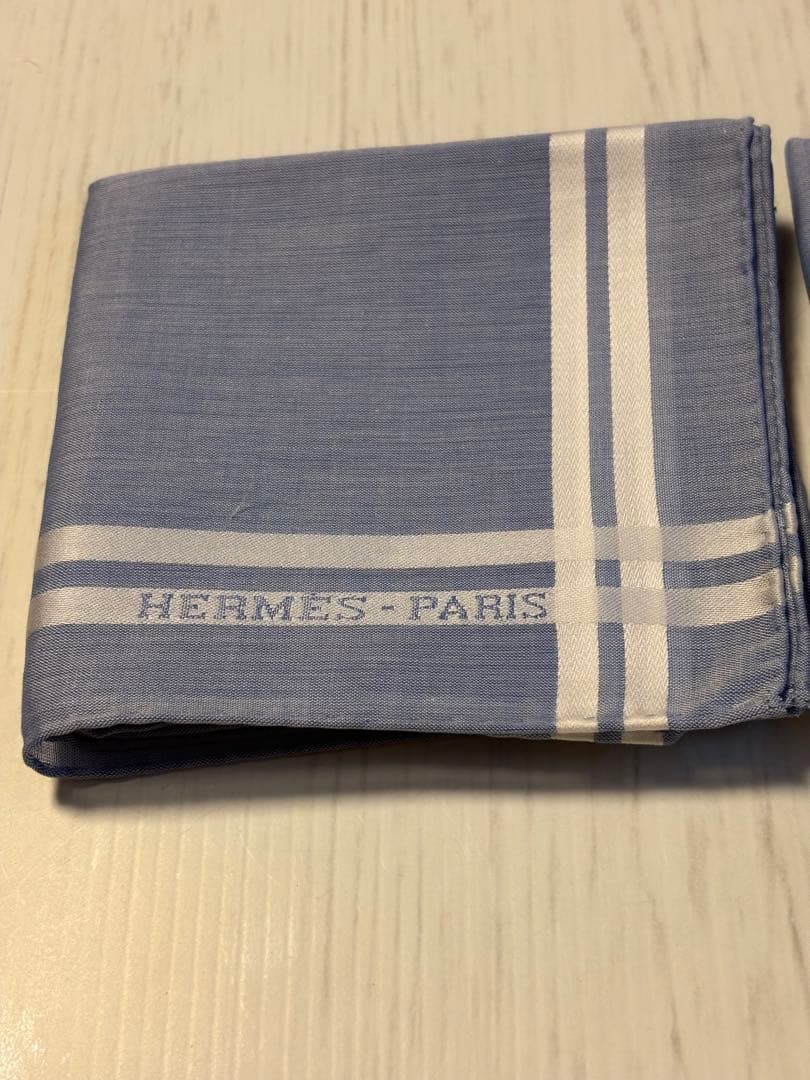 HERMES エルメス　ハンカチーフ 《エルメス・パリ》ブルー　未使用２枚