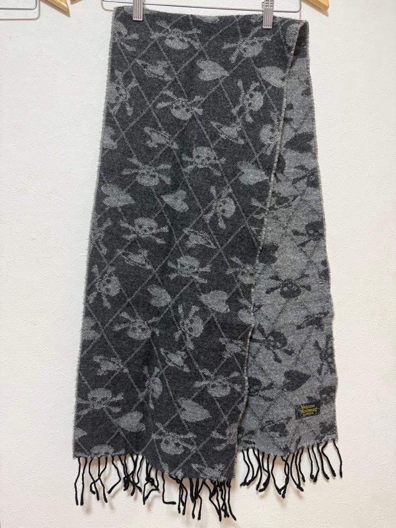 Vivienne Westwood マフラー スカル ハート オーブ柄 Vivienne Westwoodヴィヴィアンウエストウッド スカル柄マフラー