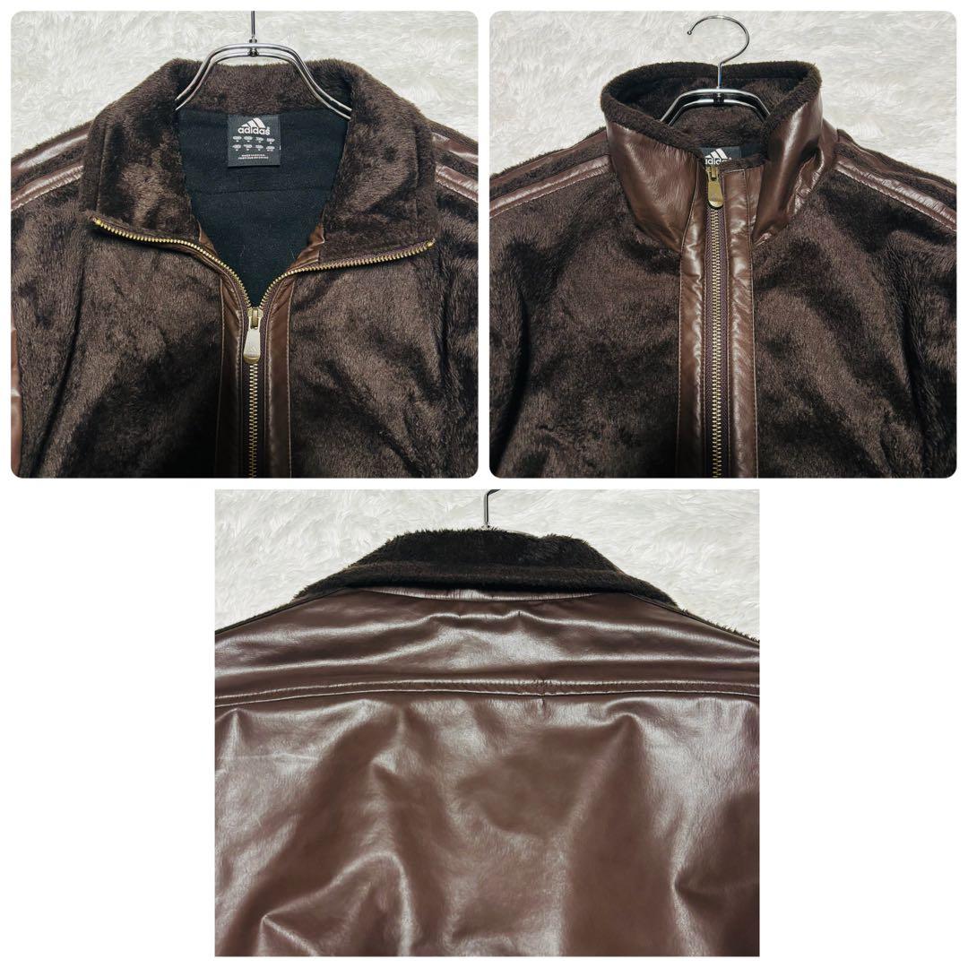 希少 00s y2k アディダス トラックジャケット 異素材 切替 ブラウン