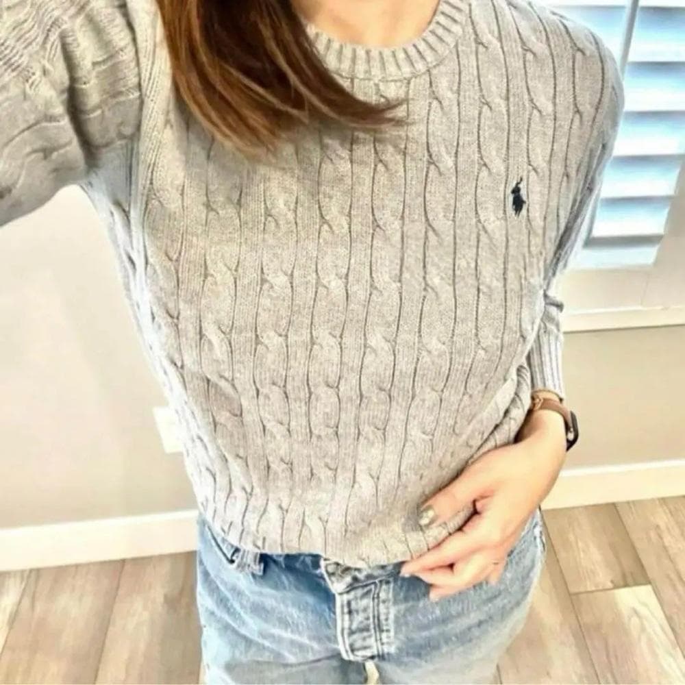 美品】ポロラルフローレン カシミヤ混 ケーブルニット セーター XS