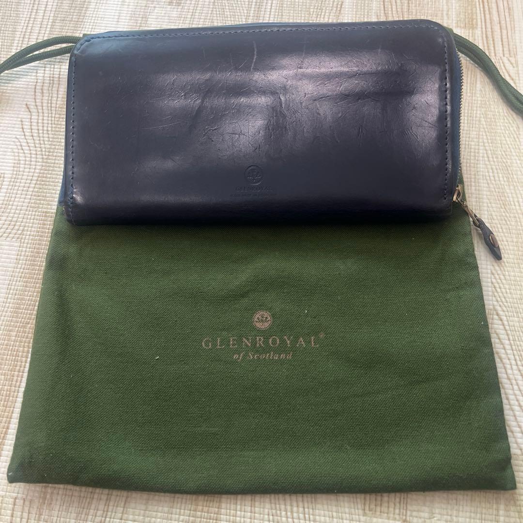 グレンロイヤル】ラウンドジップ長財布 British Made ダークブルー